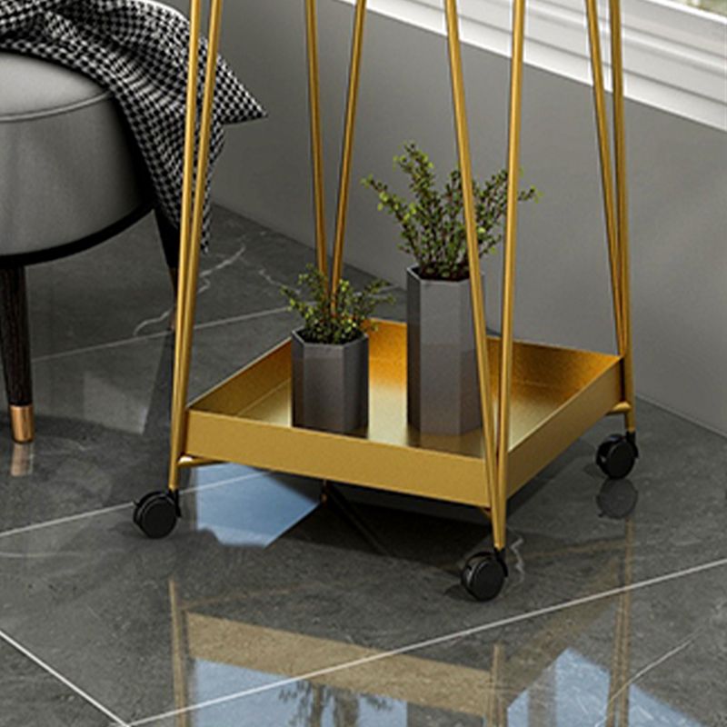 Mid-Century Square Corner Table Metal Tray Top Side End Table with Storage