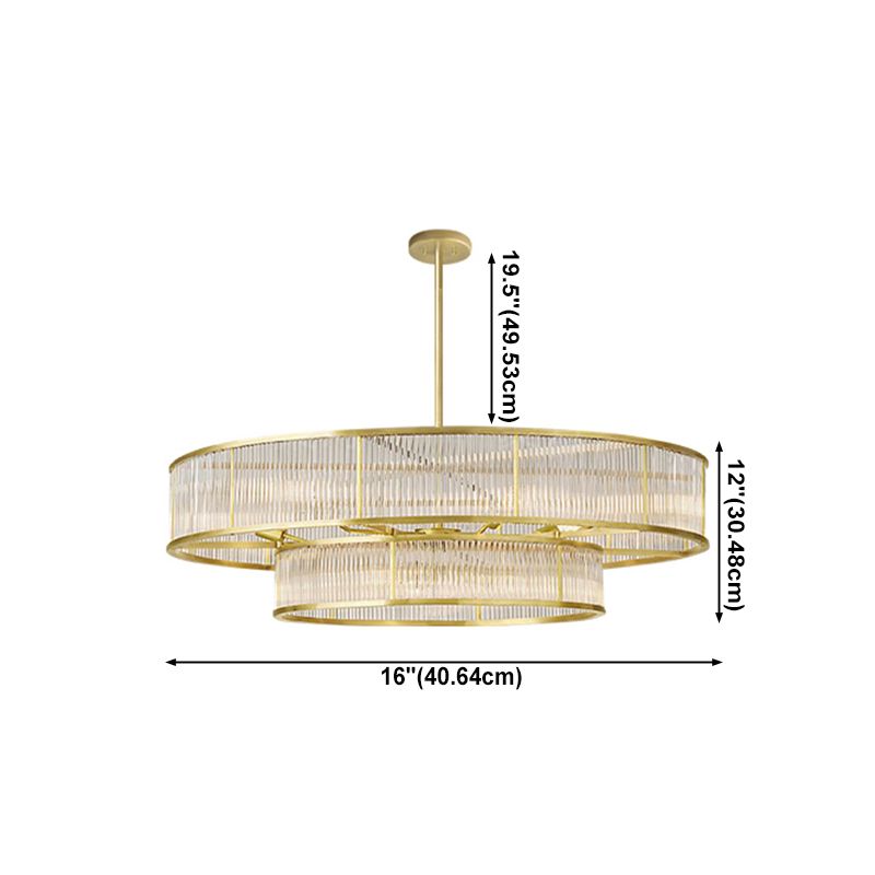 Gold Metal Chandelier Light Fixtures Traditional Round Multi-Head Hanging Pendant Lamps with Crystal