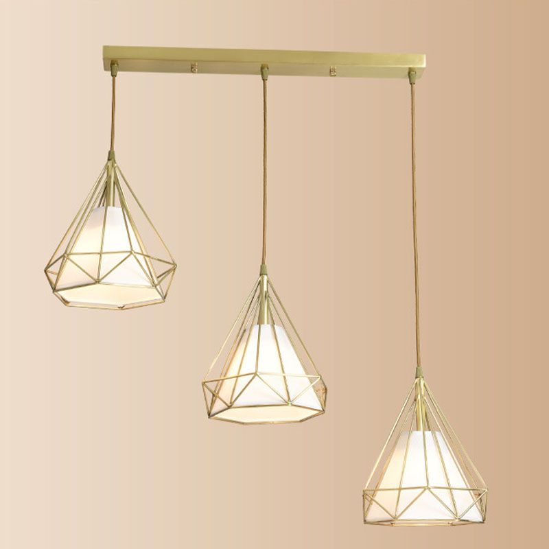 3-licht hangende verlichtingsarmaturen met kooischaduw, Noordse eenvoudige stijl cluster hanglamp voor binnen