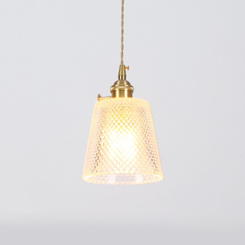 1-Licht-Anhängerlampe Japanischer Stil Ripple Glassschatten Hängende Lampe für Cafe