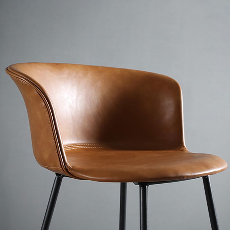 Modern Bucket Low Back Counter Chair Faux Leather Counter Bar Stool for Dining Room