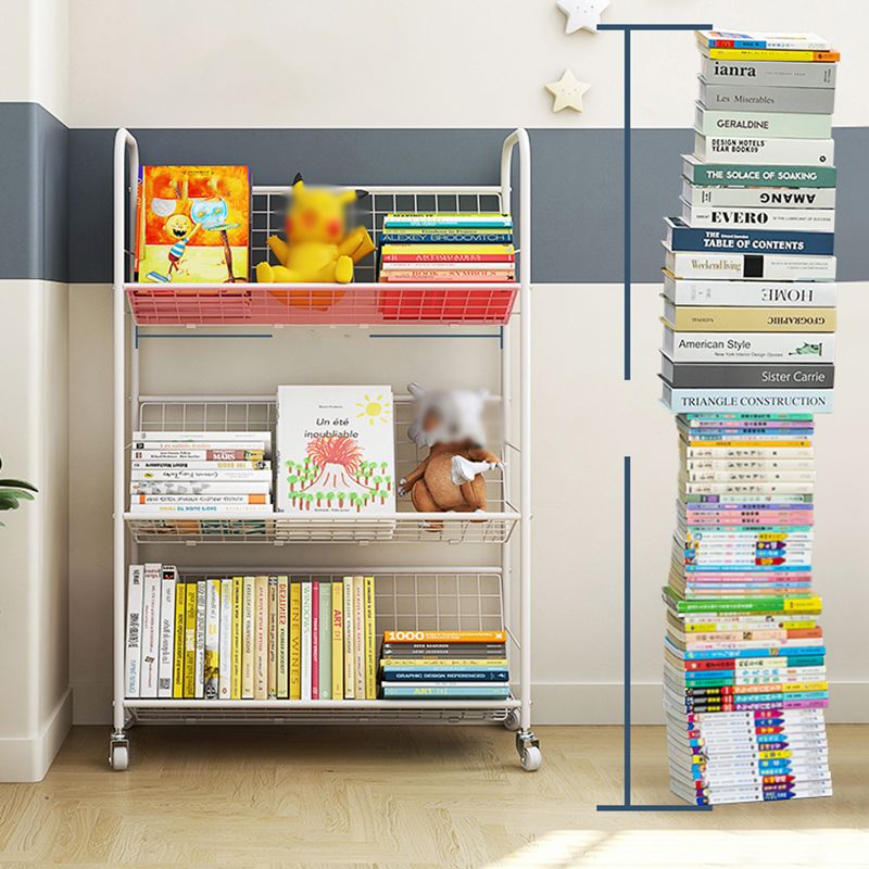 Modern Style Etagere Bookshelf Vertical Open Back Metal Bookcase for Home