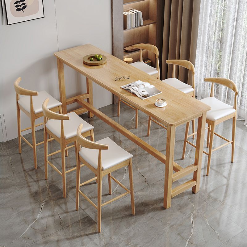 Contemporary Indoor Bar Dining Table Rectangle Wood Bar Stool Table