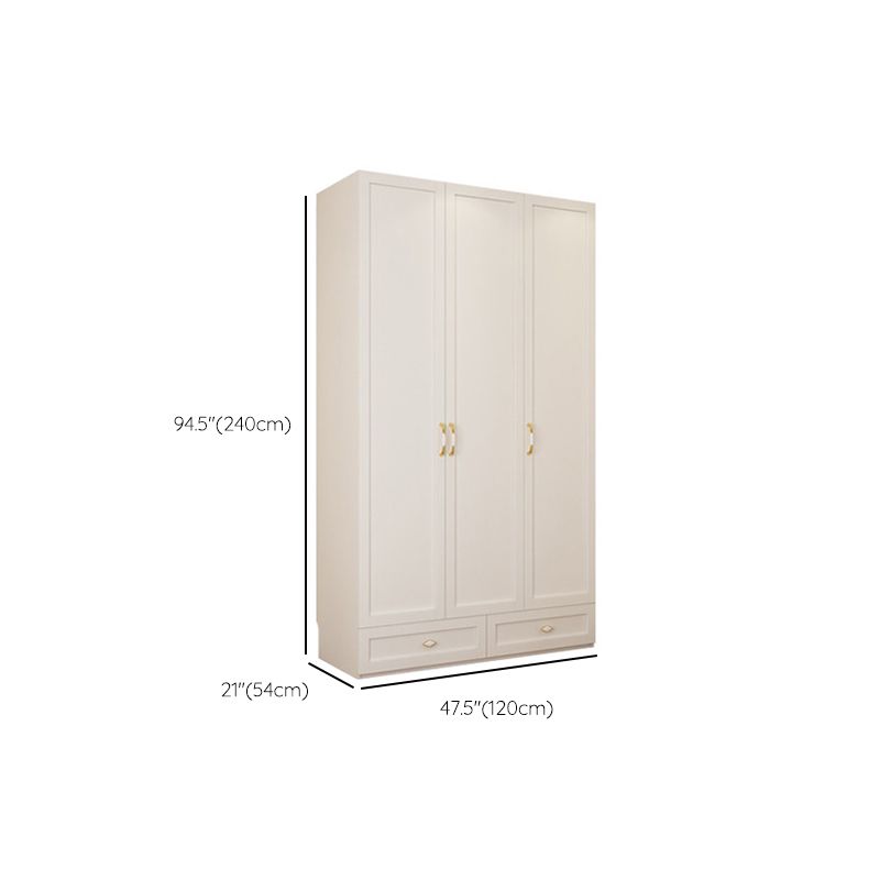 Engineered Wood Wardrobe Closet with Shelves White Wardrobe Cabinet