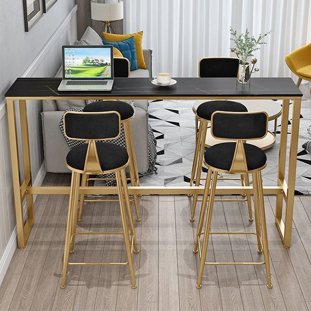 Glam Style Rectangle Bar Set 1/5 Pieces Stone Pub Dining Set for Indoor