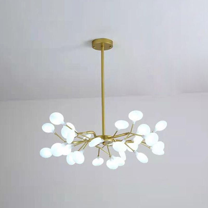 Lámpara de techo dorada contemporánea Candelera de techo de luz múltiple acrílico para sala de estar