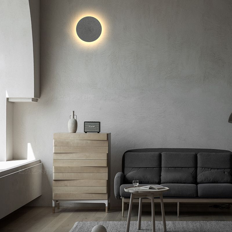 Concrete Circular Wall Sconce Simplicity Living Room LED Wall Lamp
