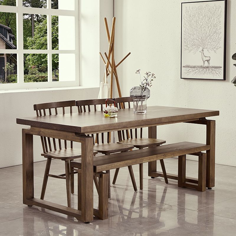 Vaste houten bruine tint tafel eenvoud Sled Base Tafel voor eetkamer