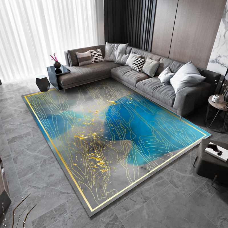 Contemporary Area Carpet Abstract Pattern Rug Polyester Non-Slip Carpet for Home Decor