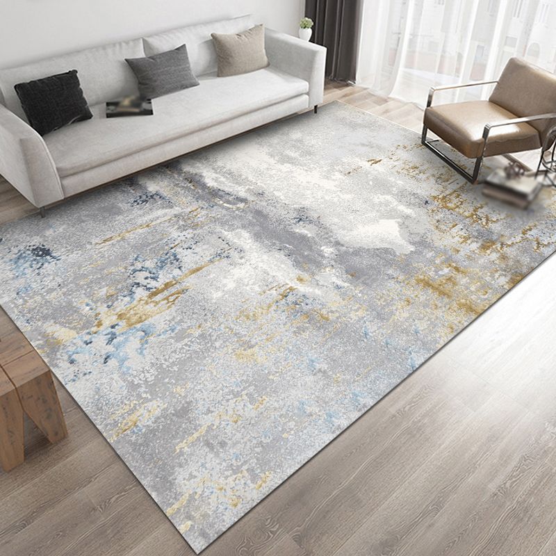 White Modern Carpet Polyester Line Carpet Washable Carpet for Living Room