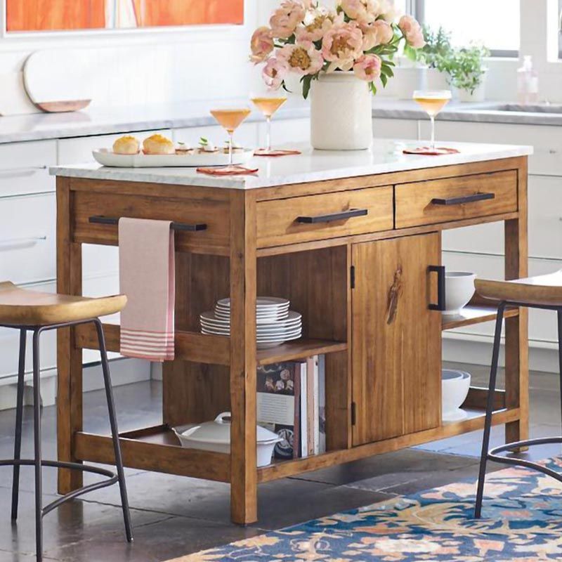 Modern Stationary Kitchen Island Table Sintered Stone Kitchen Island Table with Towel Rack