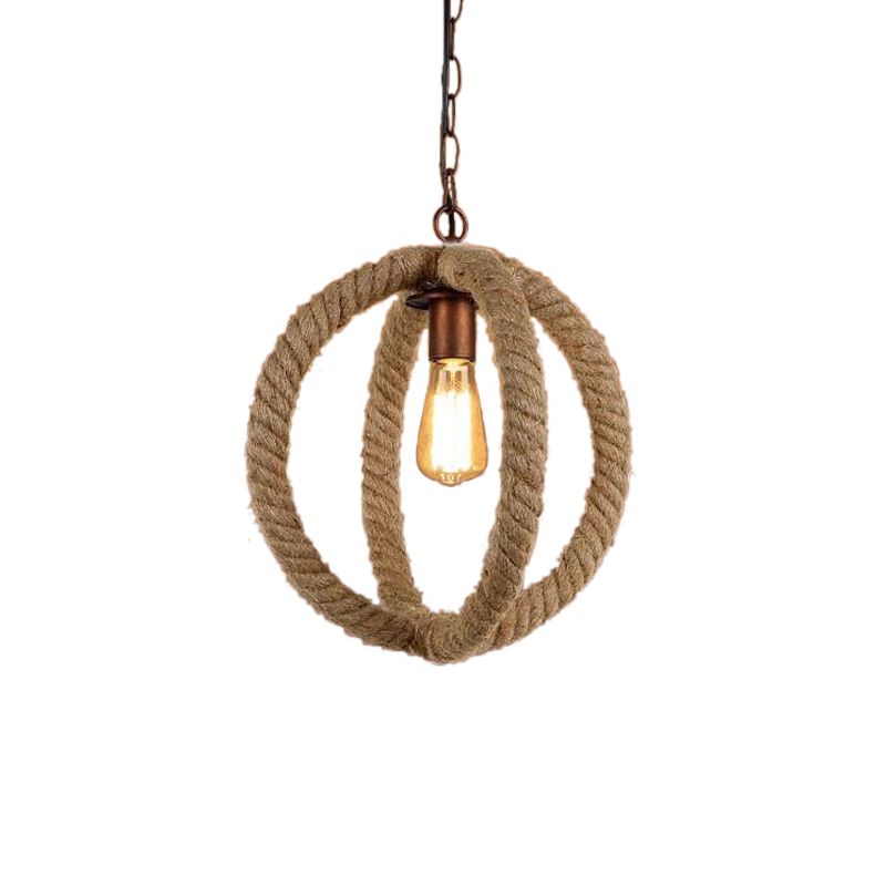 Colgante de cáñamo Costrista esférico ESTAYA INDUSTRIAL 1 Bulbo Cocina Fixure en beige