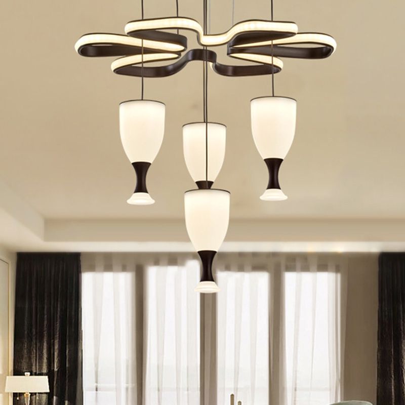Café 4 tasse et plafond luminaire moderniste LED Acrylique Multi Light Pendant