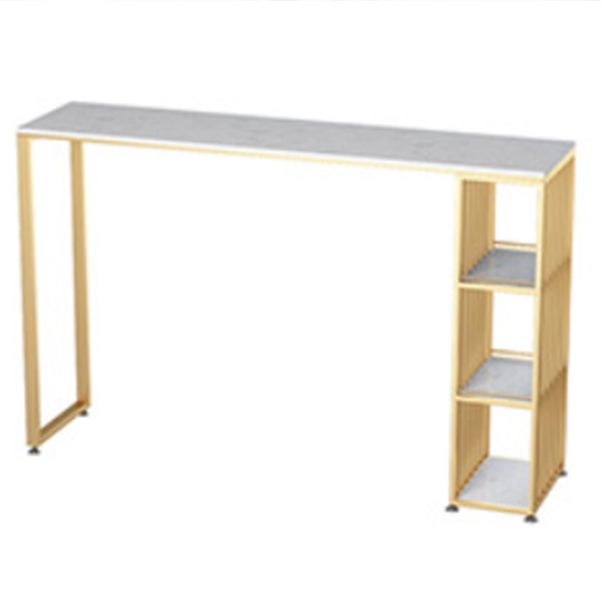 Glam Style Bar Table Artificial Marble Top Pub Table with Cabinet for Dining Room