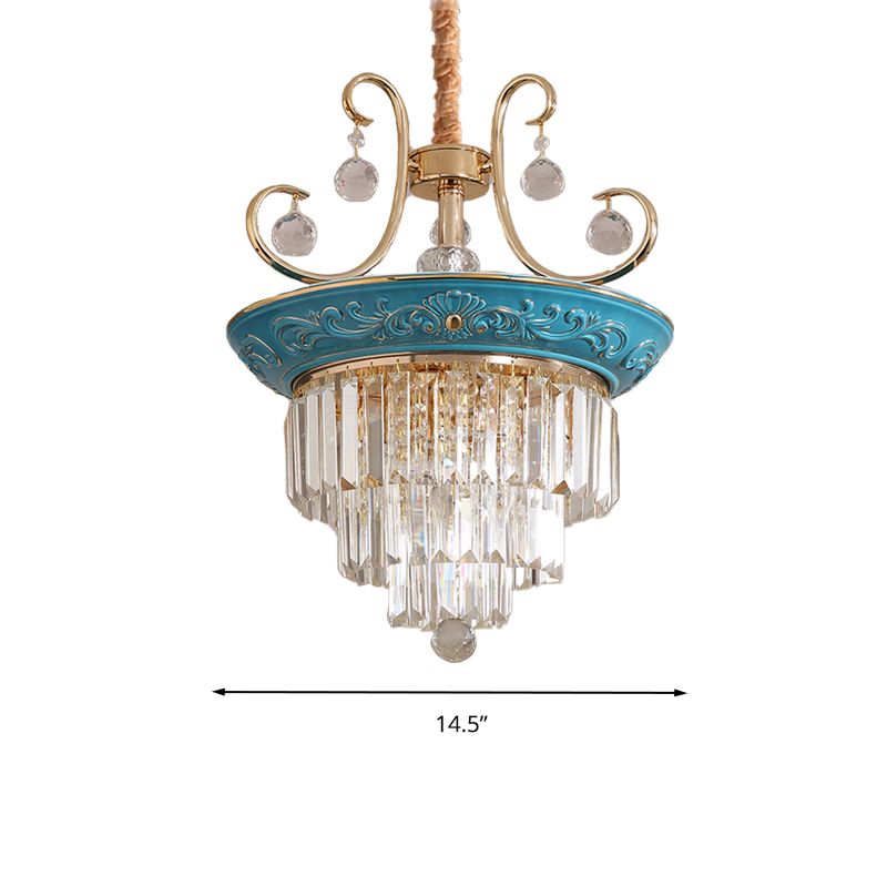 3 niveles Tri-lado de la varilla de cristal Luz Estilo simple 3/5 Cabezas Blue Techo Luz de luz Fixture
