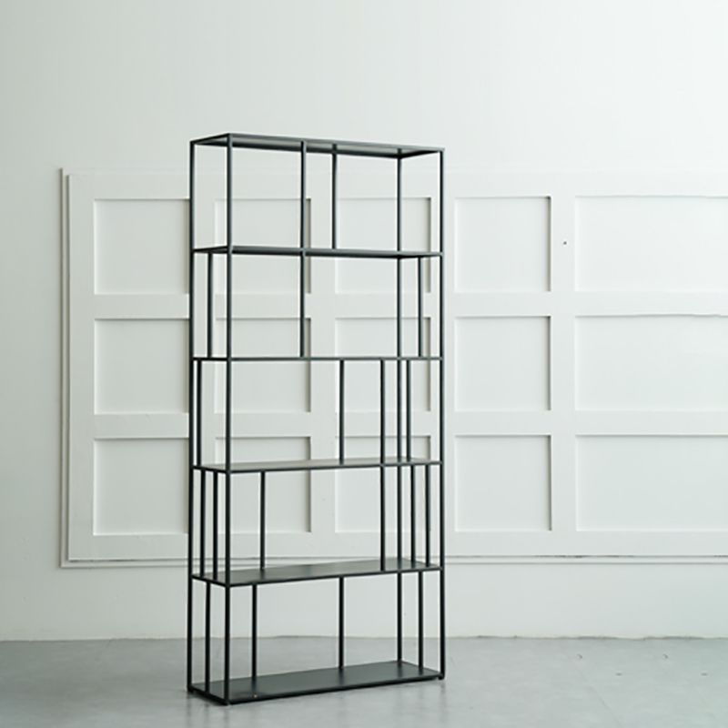 Modern Style Open Back Bookshelf Standard Metal Bookcase with Shelves