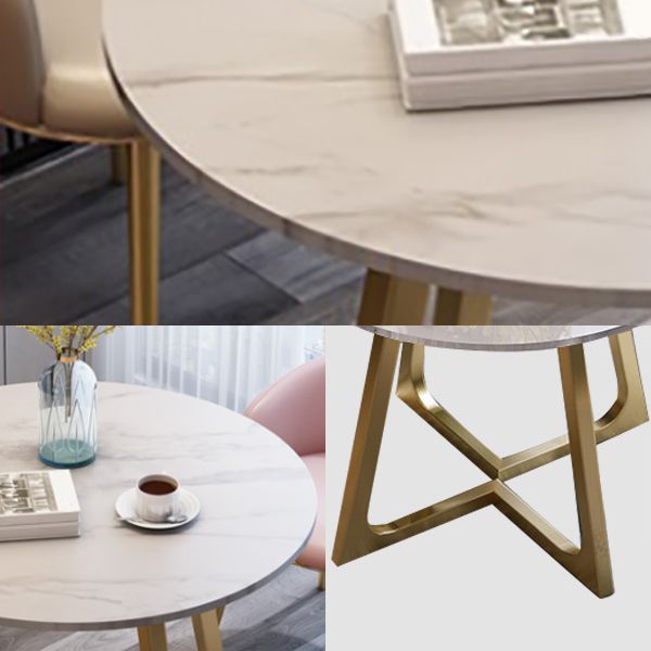 Sintered Stone Top Modern White Table for Restaurant Round Dining Table with Pedestal Base