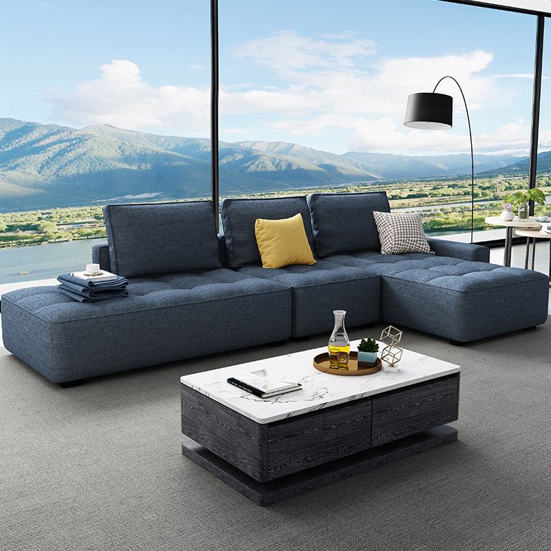 147.63" W X 70.86" D X 37.41" H Linen One Side Arm Sofa & Chaise for Living Room
