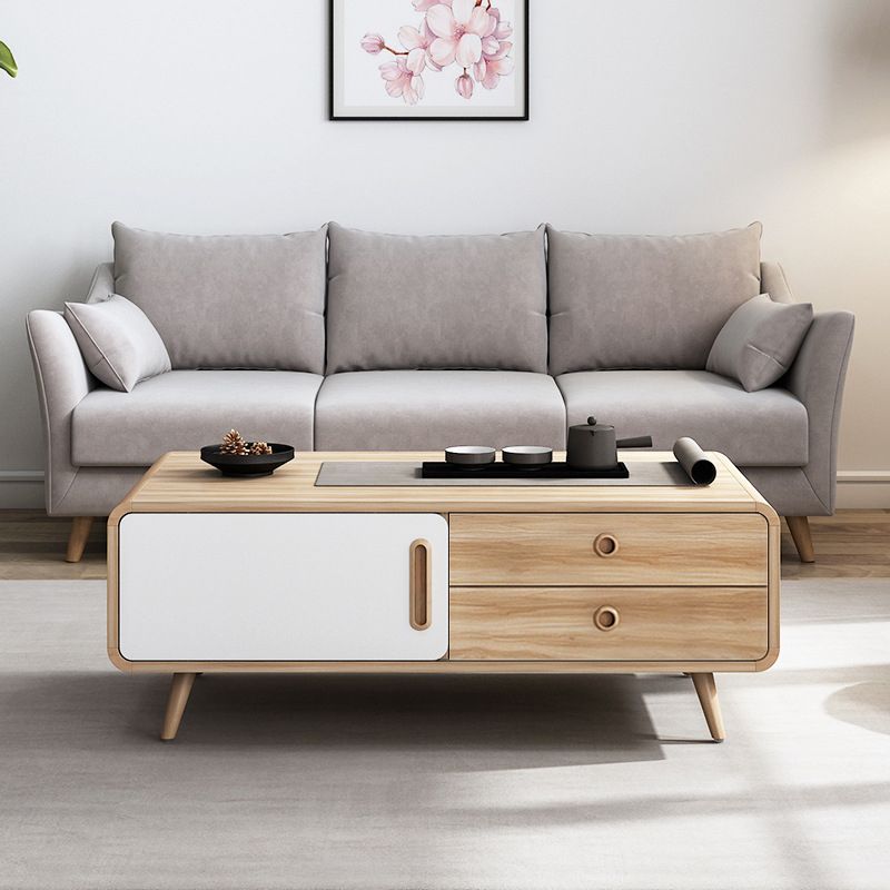 Natural 1 Single Coffee Table Modern 1 - Door Cocktail Table with Storage