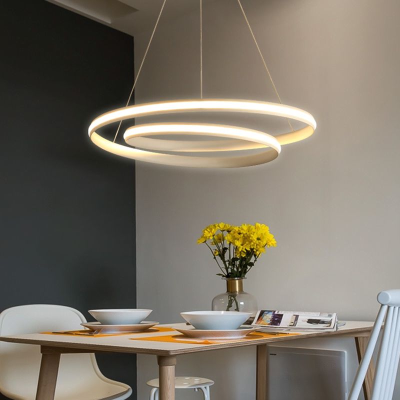 Modern Simplicity LED Hanging Lamp Lacquered Aluminium Linear Chandelier with Silicone Shade
