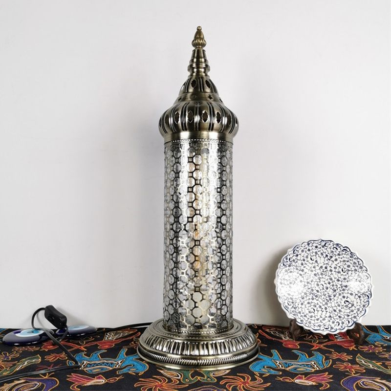 1 Cylindre léger Light Turkey Style Bronze Metallic Night Table Lampe, 23,5 "/31,5" de haut