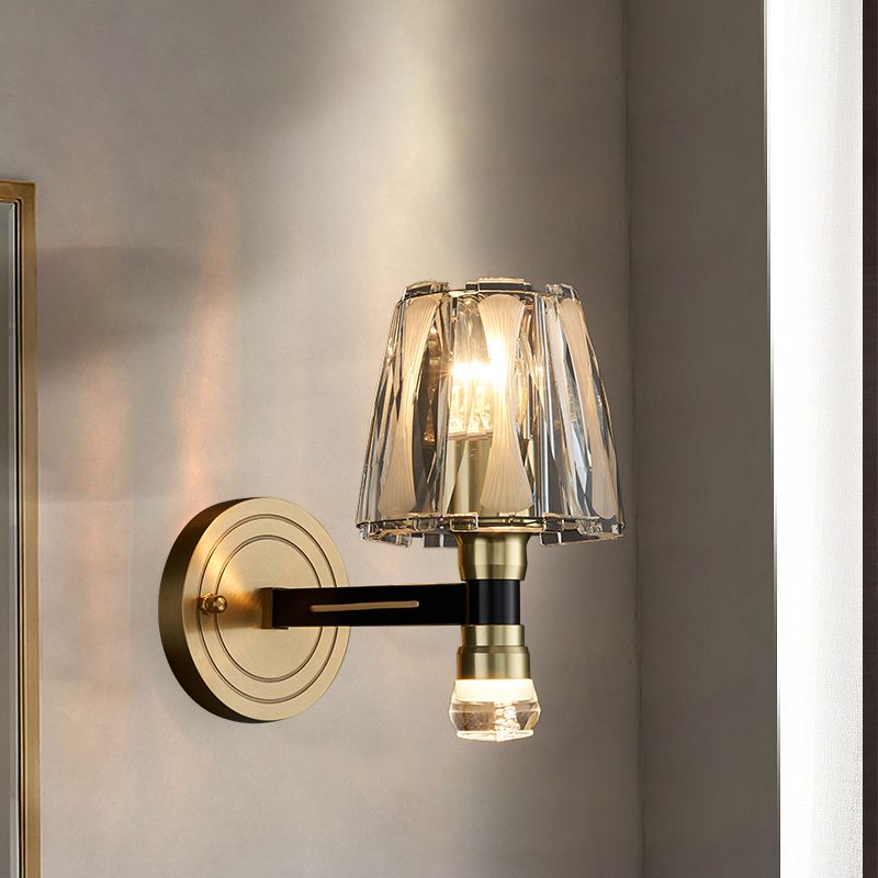 Copper Gold Wall Donce en estilo artístico moderno Truncado Cono Crystal Wall Light para sala de estar