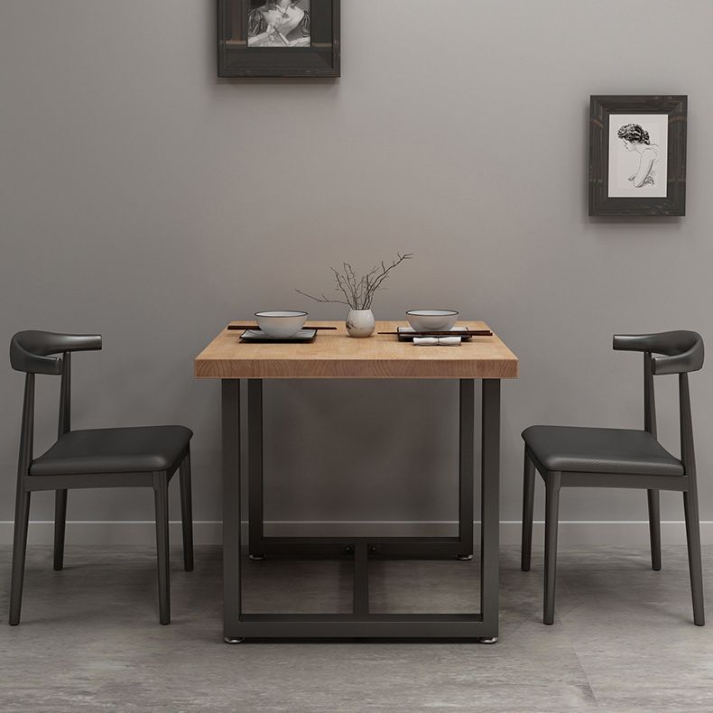 Mesa de cocina de la cena de madera maciza industrial mesa de cocina marrón con marco negro para comedor