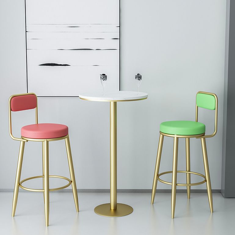 Contemporary Iron Counter Height Stools Low Back Bar Stool for Living Room