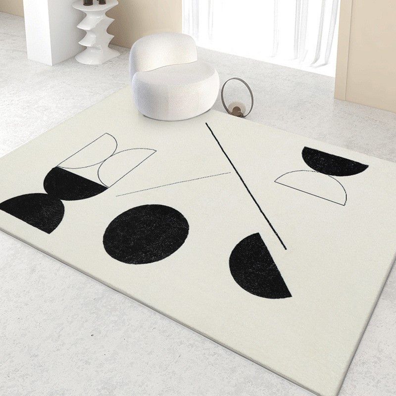 Beige Modern Rug Irregular Line Rug Washable Rug for Home Decor