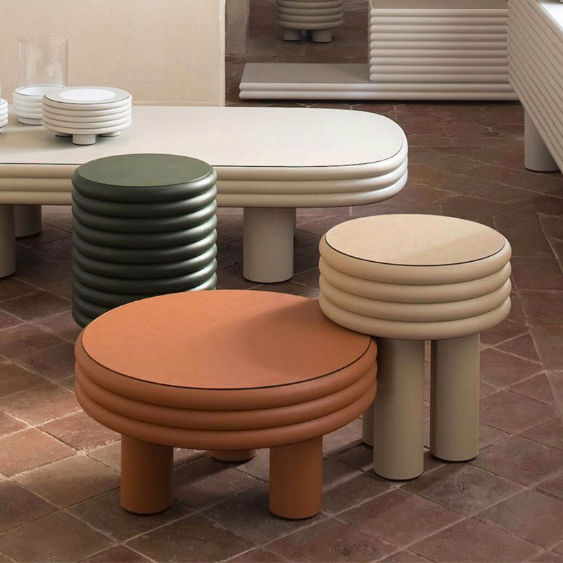 3 Legs Coffee Cocktail Table with Round Plastic Top  Contemporary