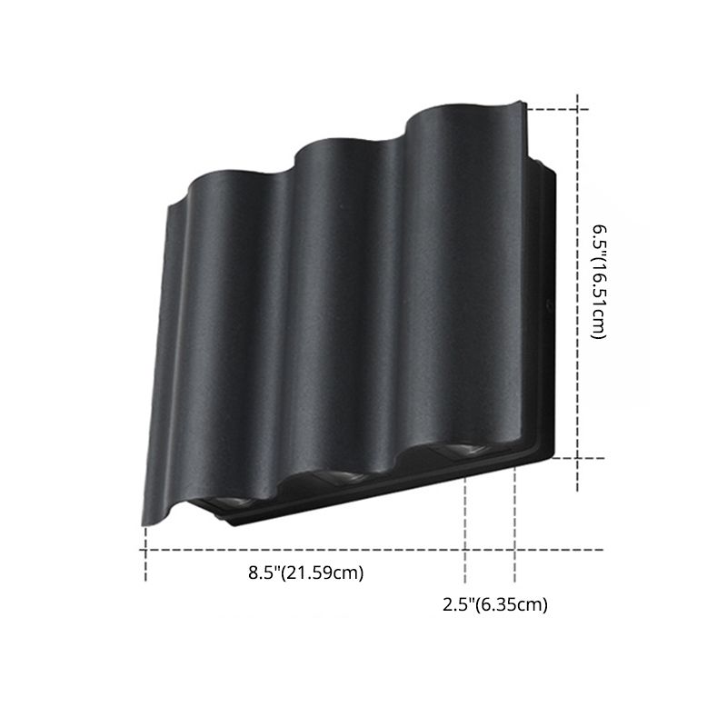 Black Rectangular LED Outdoor Wall Lamp in Modern Creative Style Aluminium Waterproof Wall Light