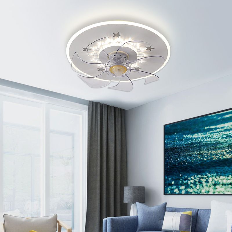 Weiße Stern Deckenlüftel Lampe Nordic LED Metal Semi Flush Mount Light für Schlafzimmer