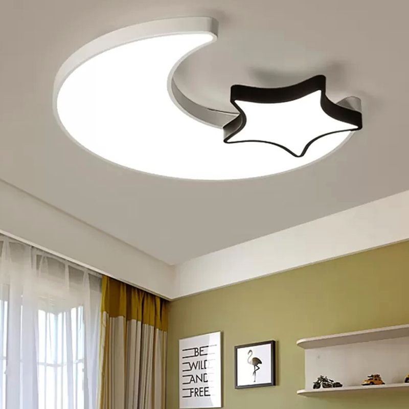 Kids White Flush Mount Light Sky Ver lámpara de techo acrílico para dormitorio infantil