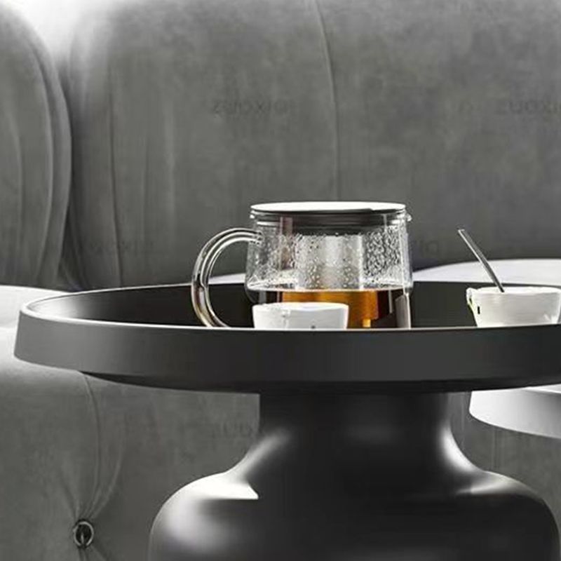 Mid-Century Iron Coffee Table Pedestal Round Tray Top Cocktail Table Set
