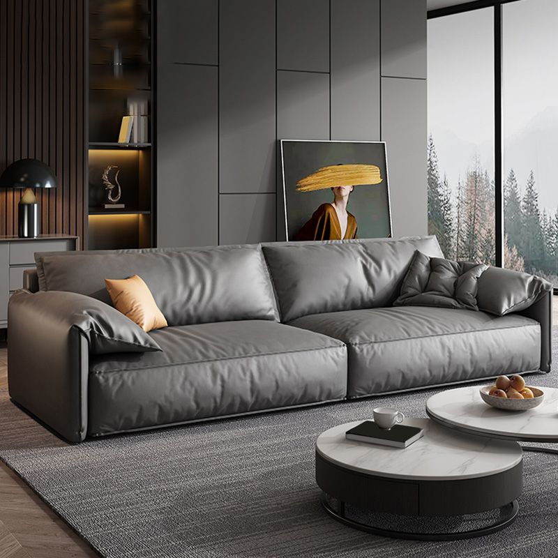 Contemporary Standard Square Arm Sofa Couch in Grey for 2/3/4 People
