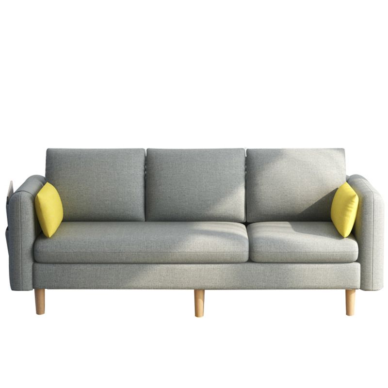 Modern Wood Legs Standard Sofa Fabric Loose Back Square Arm Sofa