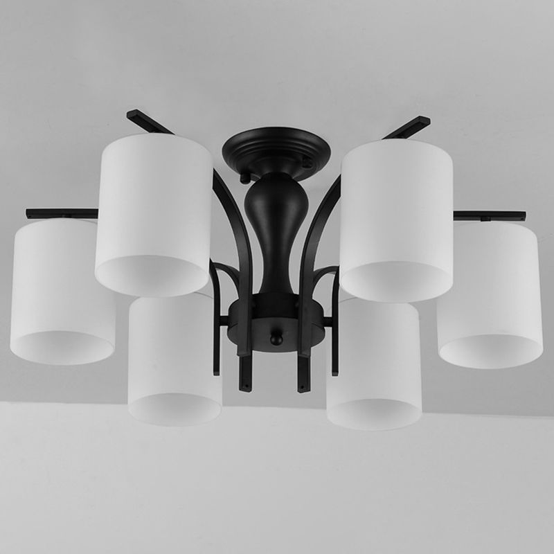 Black Sputnik Semi Flush Monte in tradizionale Luce a soffitto in ferro battuto con tonalità di vetro