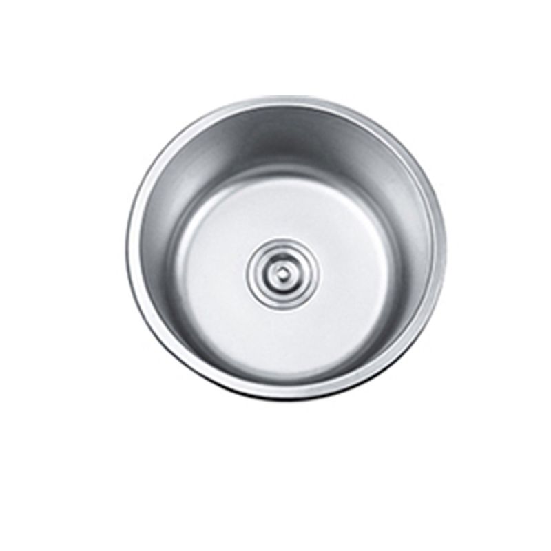 Round Single Bowl Kitchen Sink Stainless Steel Sink with Drain Strainer Kit