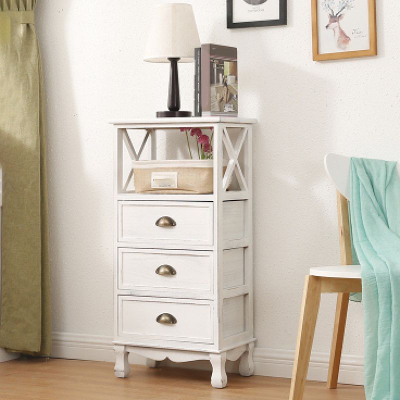 Modern Wood Accent Chest with Drawers and Shelf 11.81" Wide Chest