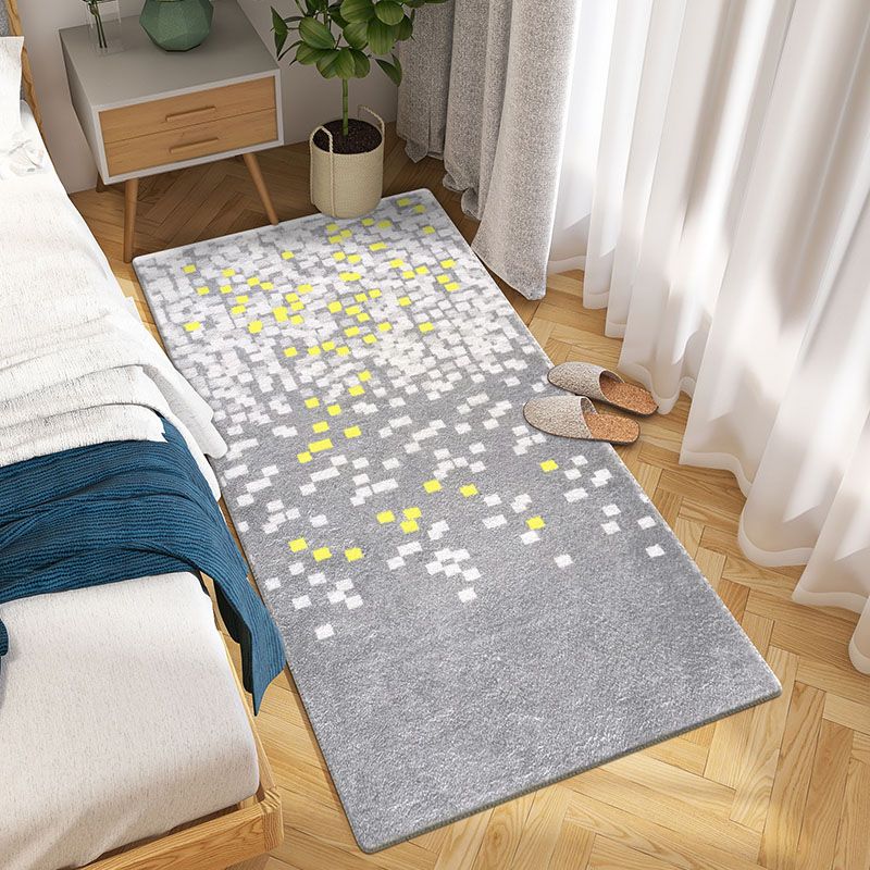 Nordic Bedroom Rug Multi Colored Plaid Printed Area Rug Polyster Non-Slip Backing Pet Friendly Indoor Rug