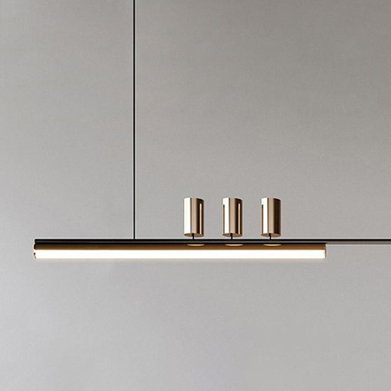 Modern LED Metal Pendant Light Linear Shape Island Lamp with Acrylic Shade for Living Room