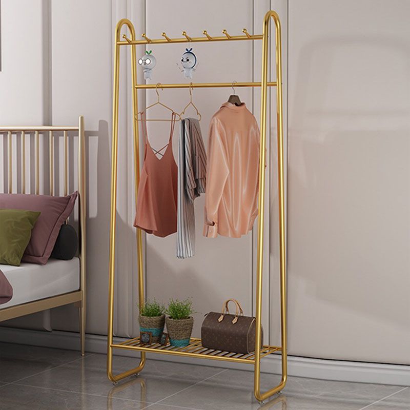 Glam Entry Hall Tree Metal Free Standing 5 or More Hall Tree with Storage Shelving