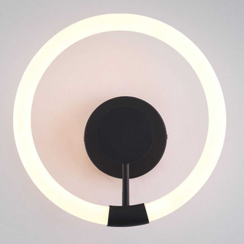 1-Light Round Sconce Light Fixture Modern Metal Wall Light for Bedroom