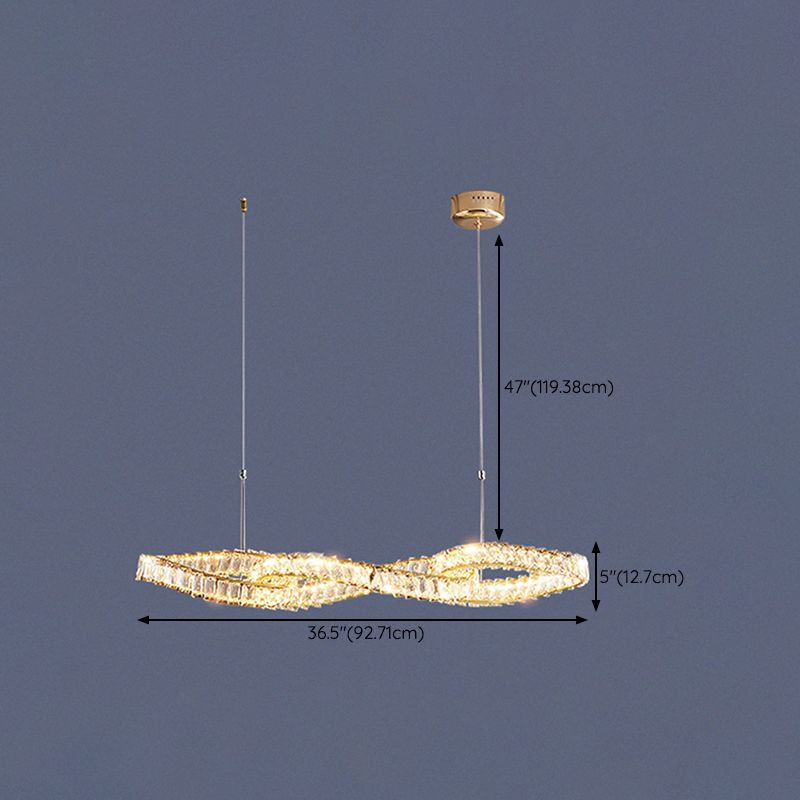 Nordic Style Crystal Hanging Lamp Geometry Shape Island Light Fixture for Bedroom