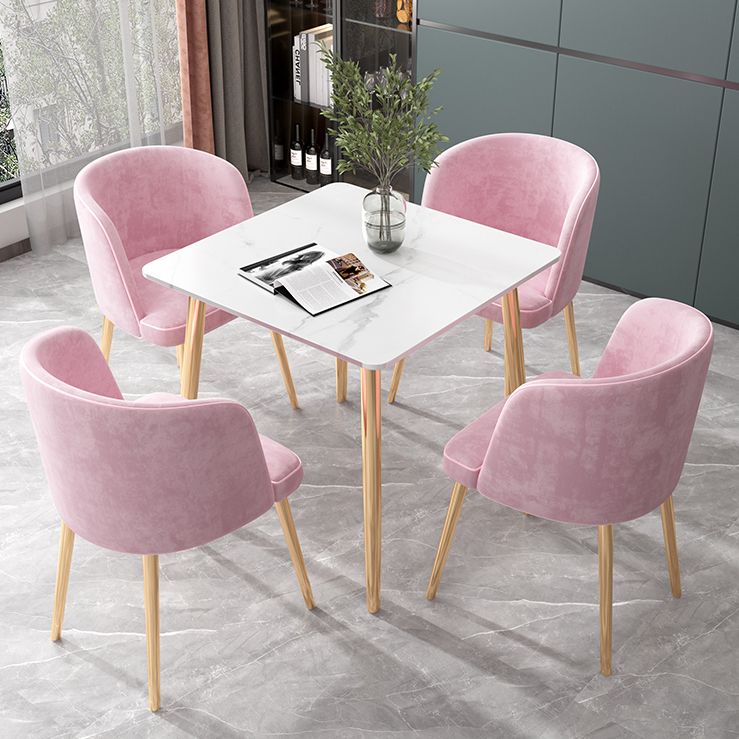 Glam Style Stone Top Dining Table with Gold 4 Legs for Living Room