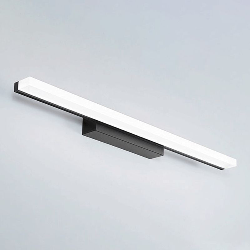 Metal Linear Wall Sconce Modern Single Light Mirror Wall Mount Light Fixture in Black