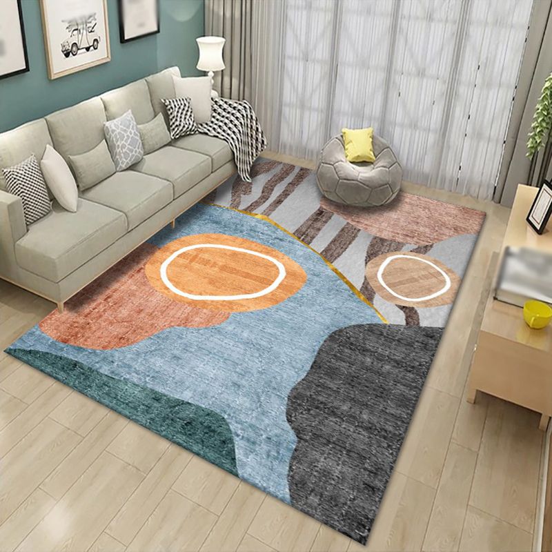 Nordic Area Carpet Contrast Panel Indoor Rug Polyester Living Room Carpet with Non-Slip Backing