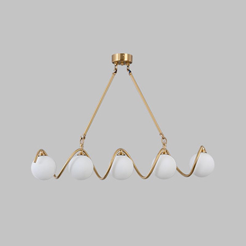 Moderne Kupfer Island Lights Multi-Head-Restaurant Hängende Lampen mit Globe Glass Shade