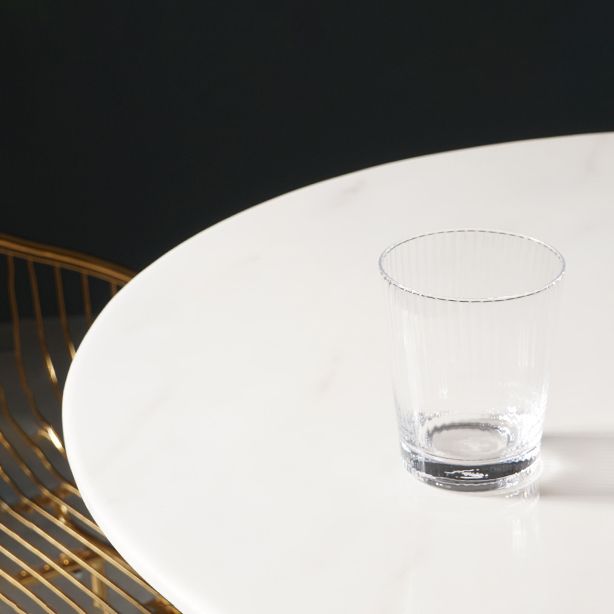 Contemporary Round Pedestal Bar Dining Table with Metal Base