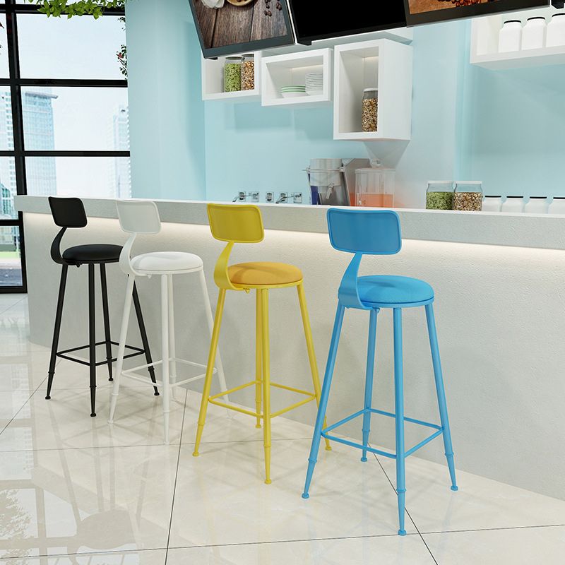 Industrial Dessert Shop Low Back Stool Matte Finish Upholstered Bar Stools